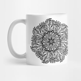 Floral mandala black and white 1 Mug